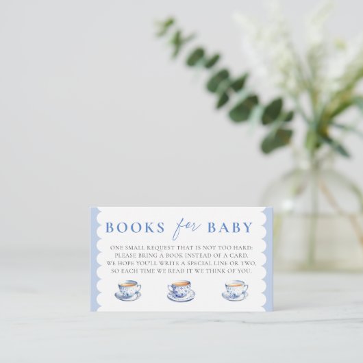 Books Insert Tea Brewing Script Boy Baby Shower Informatiekaartje (Staand voorkant)