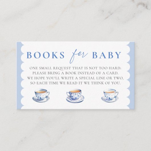 Books Insert Tea Brewing Script Boy Baby Shower Informatiekaartje (Voorkant)