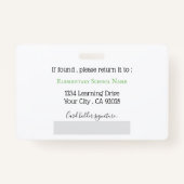 Books Kindergarten Teacher White Photo ID Badge (Achterkant)