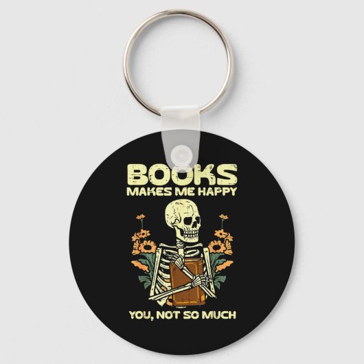 Books Make Me Happy Skeleton Read Reading Libraria Sleutelhanger (Voorkant)
