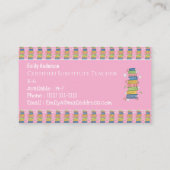 Books Pattern Pink Educator Framed Business Card Visitekaartje (Achterkant)