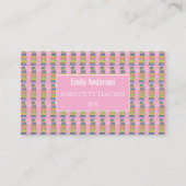 Books Pattern Pink Educator Framed Business Card Visitekaartje (Voorkant)