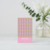 Books Pattern Tutor Pink Vertical Business Card Contactkaartje (Staand voorkant)