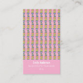 Books Pattern Tutor Pink Vertical Business Card Contactkaartje (Voorkant)