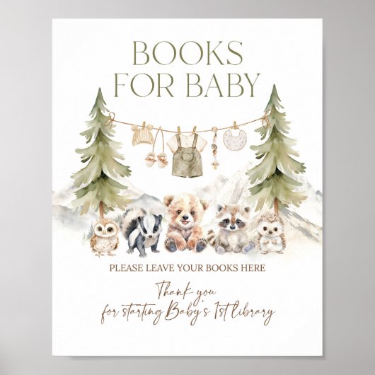 Books Request Woodland Adventure Boy Baby Shower Poster (Voorkant)