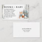 Books Winter Snow Woodland Animals Baby Shower Informatiekaartje (Voorkant / Achterkant)