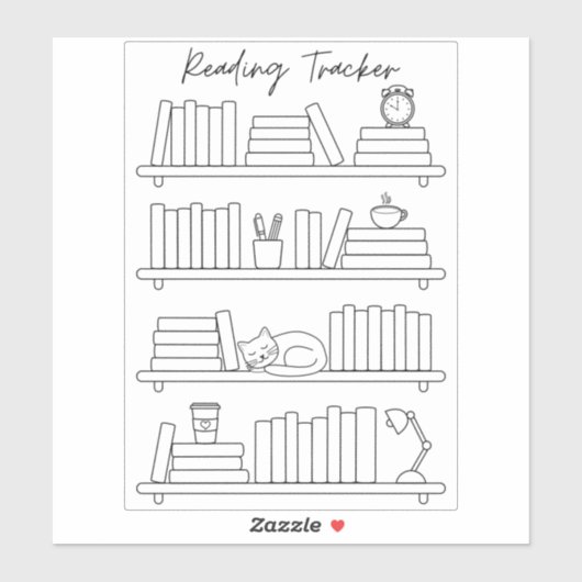 Bookshelf Reading Log Tracker Book Spine Coloring  Sticker (Vel)