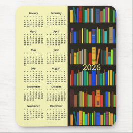 Bookshelves 2026 Calendar Mousepad Muismat