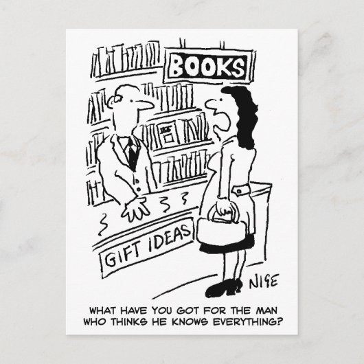 Bookshop Customer asks Shopkeeper a Question Feestdagenkaart (Voorkant)