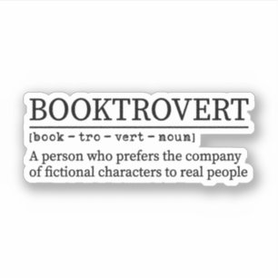 Booktrovert Definitie, Boekenliefhebber, Boekenwor Sticker