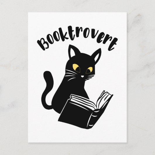 Booktrovert kat met boek briefkaart (Voorkant)