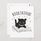 Booktrovert kat met boek en sterren briefkaart (Voorkant / Achterkant)