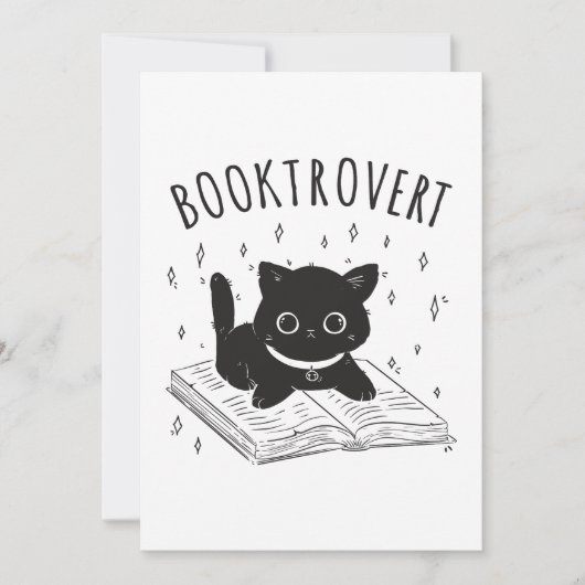Booktrovert kat met boek en sterren kaart (Voorkant)