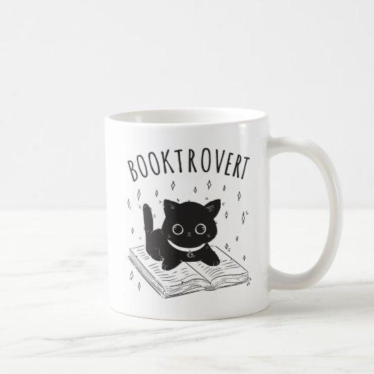 Booktrovert kat met boek en sterren koffiemok (Rechts)