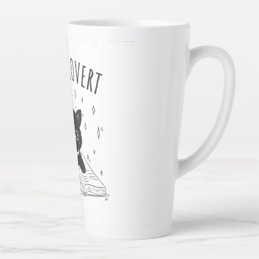 Booktrovert kat met boek en sterren latte mok (Rechts)