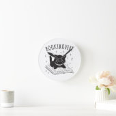 Booktrovert kat met boek en sterren ronde klok (Huis)