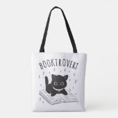 Booktrovert kat met boek en sterren tote bag (Achterkant)