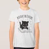 Booktrovert kat met boek en sterren Tri-Blend shirt (Voorkant)