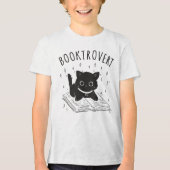 Booktrovert kat met boek en sterren Tri-Blend shirt (Voorkant)