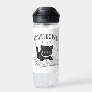 Booktrovert kat met boek en sterren waterfles