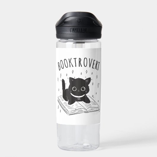 Booktrovert kat met boek en sterren waterfles (Achterkant)