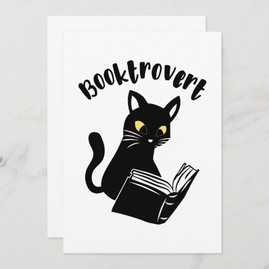 Booktrovert kat met boek kaart (Voorkant / Achterkant)