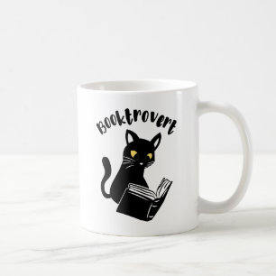Booktrovert kat met boek koffiemok