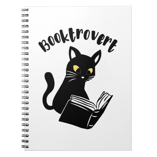 Booktrovert kat met boek notitieboek (Voorkant)