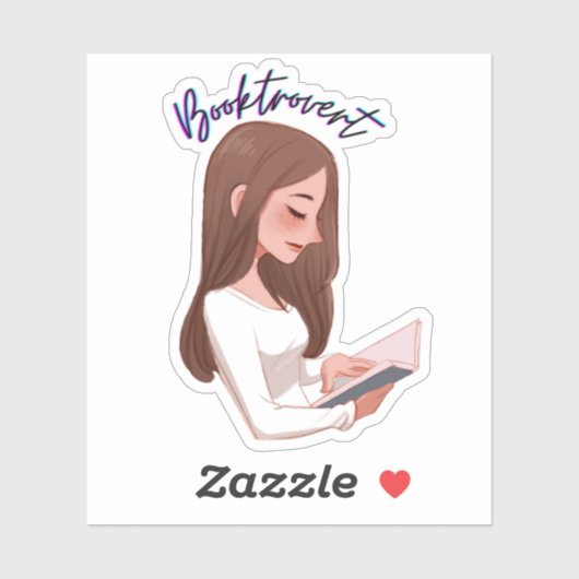 Booktrovert meisje classic sticker (Vel)
