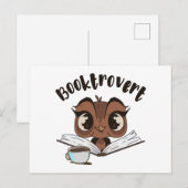 Booktrovert uil met boek en koffie briefkaart (Voorkant / Achterkant)