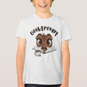 Booktrovert uil met boek en koffie Tri-Blend shirt (Voorkant)