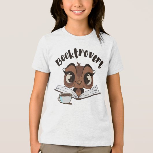Booktrovert uil met boek en koffie Tri-Blend shirt (Voorkant)