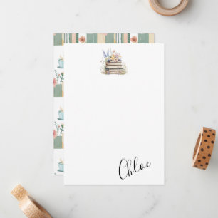 Bookworm aangepaste naam notitiekaartje