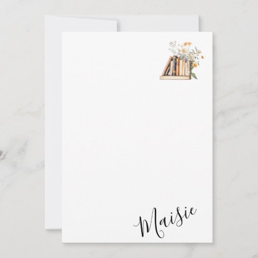 Bookworm aangepaste naam notitiekaartje (Voorkant)