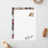 Bookworm aangepaste naam notitiekaartje (Voorkant / Achterkant in situ)