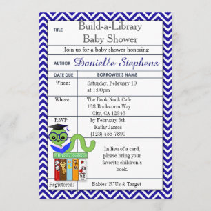 Bookworm Baby Shower Invitations Boy Kaart