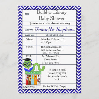 Bookworm Baby Shower Invitations Boy Kaart