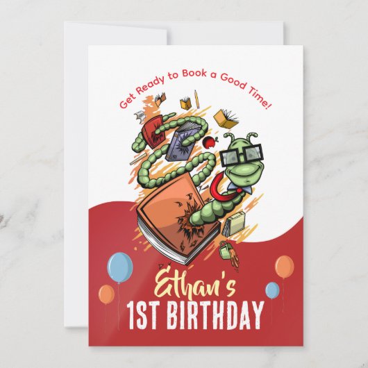 Bookworm Birthday Bash Uitnodiging (Voorkant)