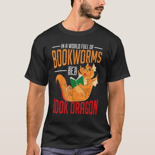 Bookworm Book Dragon Librarian Fantasy Animal Read T-shirt (Voorkant)