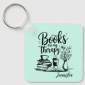 Bookworm Book Lover Therapy Mint Personalized Sleutelhanger (Voorkant)