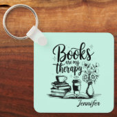 Bookworm Book Lover Therapy Mint Personalized Sleutelhanger (Voorkant)