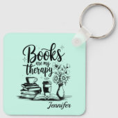 Bookworm Book Lover Therapy Mint Personalized Sleutelhanger (Achterkant)