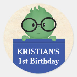 Bookworm Boy Birthday Ronde Sticker