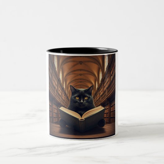 Bookworm Cat Coffee Mok (Center)
