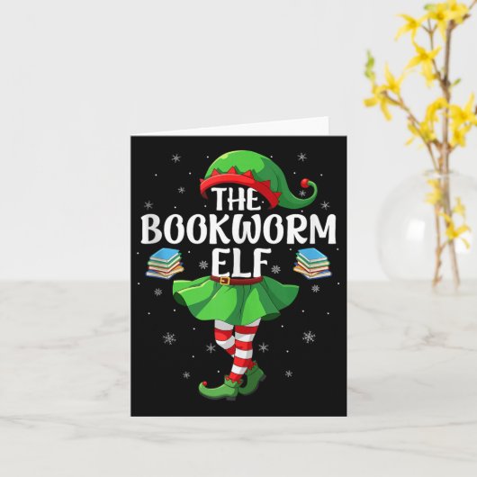 Bookworm Elf Christmas Girls Women Elf Squad Xmas Kaart (Gele Bloem)