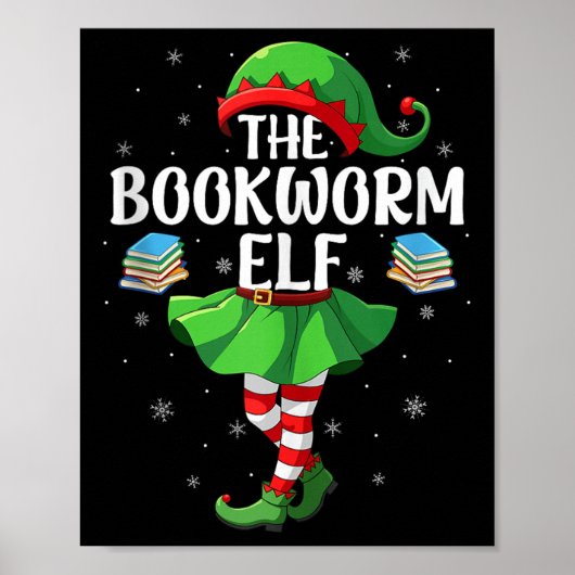 Bookworm Elf Christmas Girls Women Elf Squad Xmas  Poster (Voorkant)