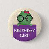 Bookworm Gepersonaliseerd Birthday Girl Ronde Button 5,7 Cm (Voorkant)