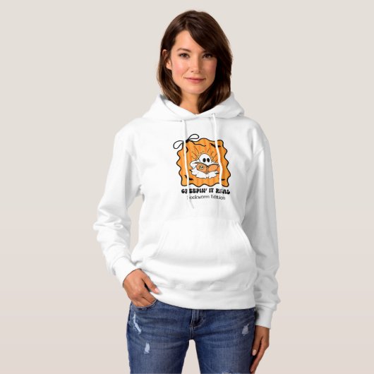 Bookworm Ghost Reading Retro Bow Creepin’ It Real Hoodie (Voorkant volledig)