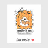 Bookworm Ghost Reading Retro Bow Creepin’ It Real Sticker (Vel)