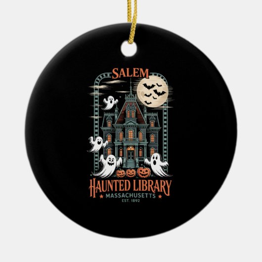 Bookworm Halloween Shirt Haunted Library Keramisch Ornament (Voorkant)